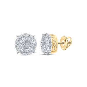 Earrings | 10kt Yellow Gold Womens Round Diamond Fashion Cluster Earrings 1/2 Cttw | Splendid Jewellery GND