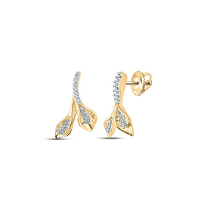 Earrings | 10kt Yellow Gold Womens Round Diamond Fashion Earrings 1/10 Cttw | Splendid Jewellery GND