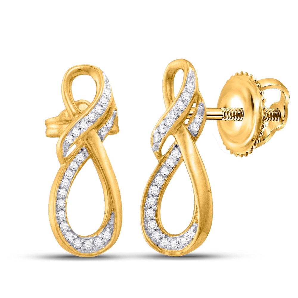 Earrings | 10kt Yellow Gold Womens Round Diamond Fashion Earrings 1/6 Cttw | Splendid Jewellery GND