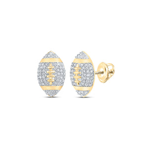 Earrings | 10kt Yellow Gold Womens Round Diamond Football Fashion Earrings 1/3 Cttw | Splendid Jewellery GND