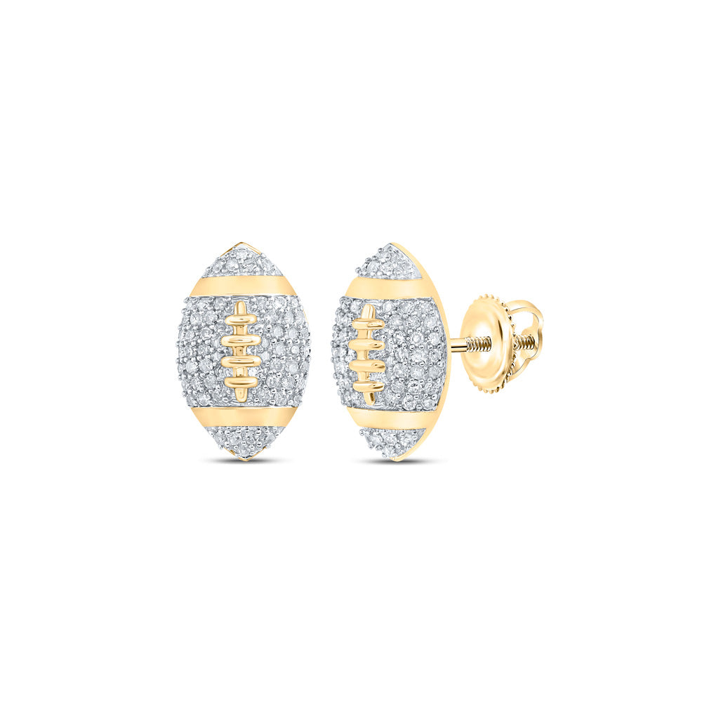 Earrings | 10kt Yellow Gold Womens Round Diamond Football Fashion Earrings 1/3 Cttw | Splendid Jewellery GND