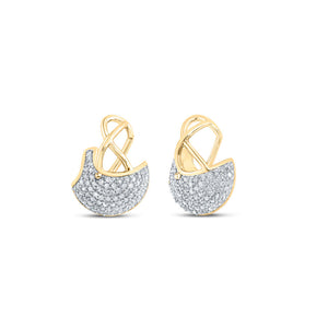 Earrings | 10kt Yellow Gold Womens Round Diamond Football Helmet Fashion Earrings 3/8 Cttw | Splendid Jewellery GND