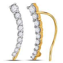 Load image into Gallery viewer, Splendid Journey of Diamonds: 10kt Yellow Gold Women&#39;s Climber Earrings  Top View from Splendid Jewellery