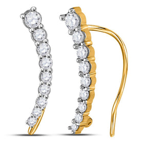 Splendid Journey of Diamonds: 10kt Yellow Gold Women's Climber Earrings  Top View from Splendid Jewellery