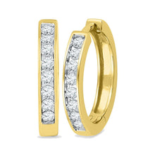 Load image into Gallery viewer, Splendid Jewellery 10kt Yellow Gold Diamond Hoop Earrings - Elegant Brilliance for Every Occasion  Top View from Splendid Jewellery