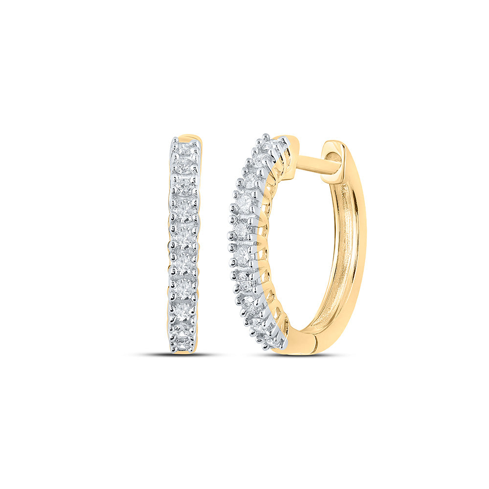 Earrings | 10kt Yellow Gold Womens Round Diamond Hoop Earrings 1/3 Cttw | Splendid Jewellery GND