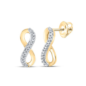 Earrings | 10kt Yellow Gold Womens Round Diamond Infinity Earrings 1/20 Cttw | Splendid Jewellery GND