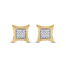 Load image into Gallery viewer, Radiant Gold and Diamond Kite Square Earrings product Side View from Splendid Jewellery