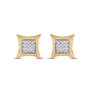 Earrings | 10kt Yellow Gold Womens Round Diamond Kite Square Earrings 1/8 Cttw | Splendid Jewellery GND