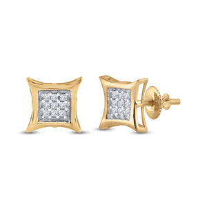 Earrings | 10kt Yellow Gold Womens Round Diamond Kite Square Earrings 1/8 Cttw | Splendid Jewellery GND