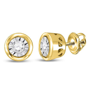 Earrings | 10kt Yellow Gold Womens Round Diamond Miracle Solitaire Earrings 1/10 Cttw | Splendid Jewellery GND