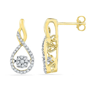 Earrings | 10kt Yellow Gold Womens Round Diamond Moving Cluster Earrings 1/3 Cttw | Splendid Jewellery GND