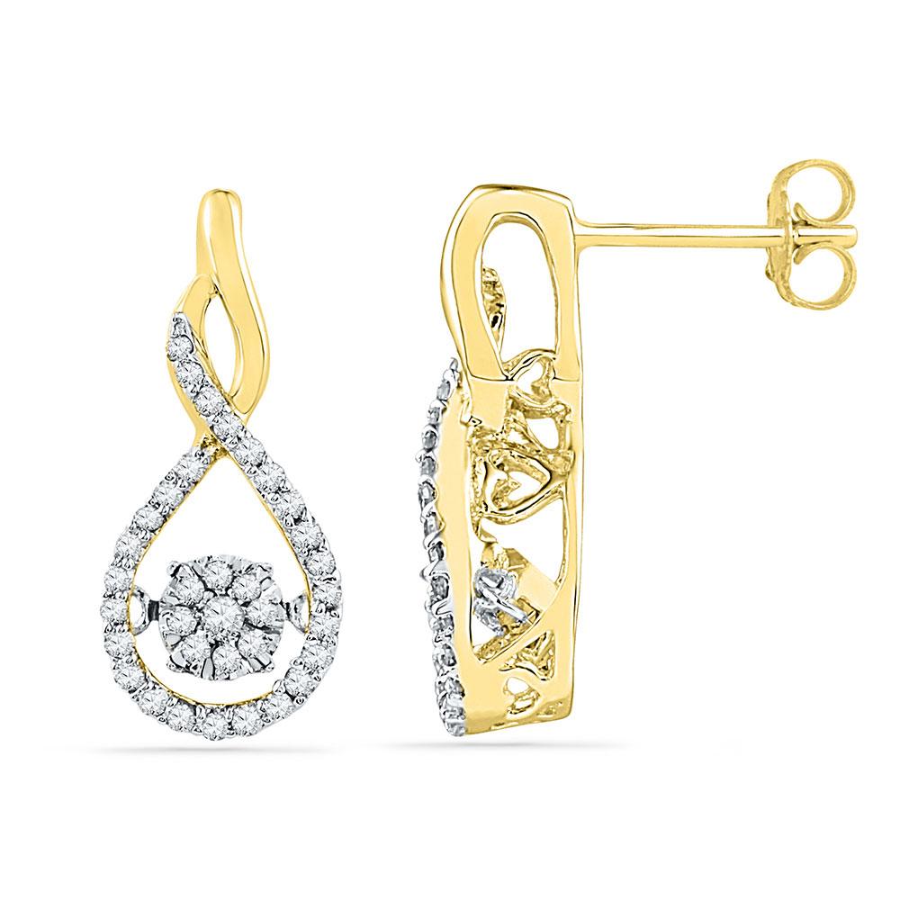 Earrings | 10kt Yellow Gold Womens Round Diamond Moving Cluster Earrings 1/3 Cttw | Splendid Jewellery GND
