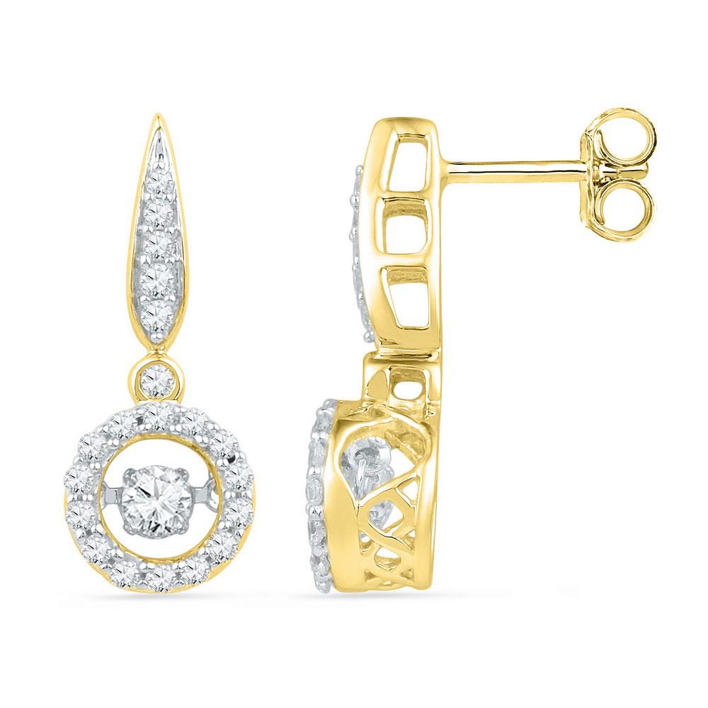 Earrings | 10kt Yellow Gold Womens Round Diamond Moving Twinkle Dangle Earrings 5/8 Cttw | Splendid Jewellery GND