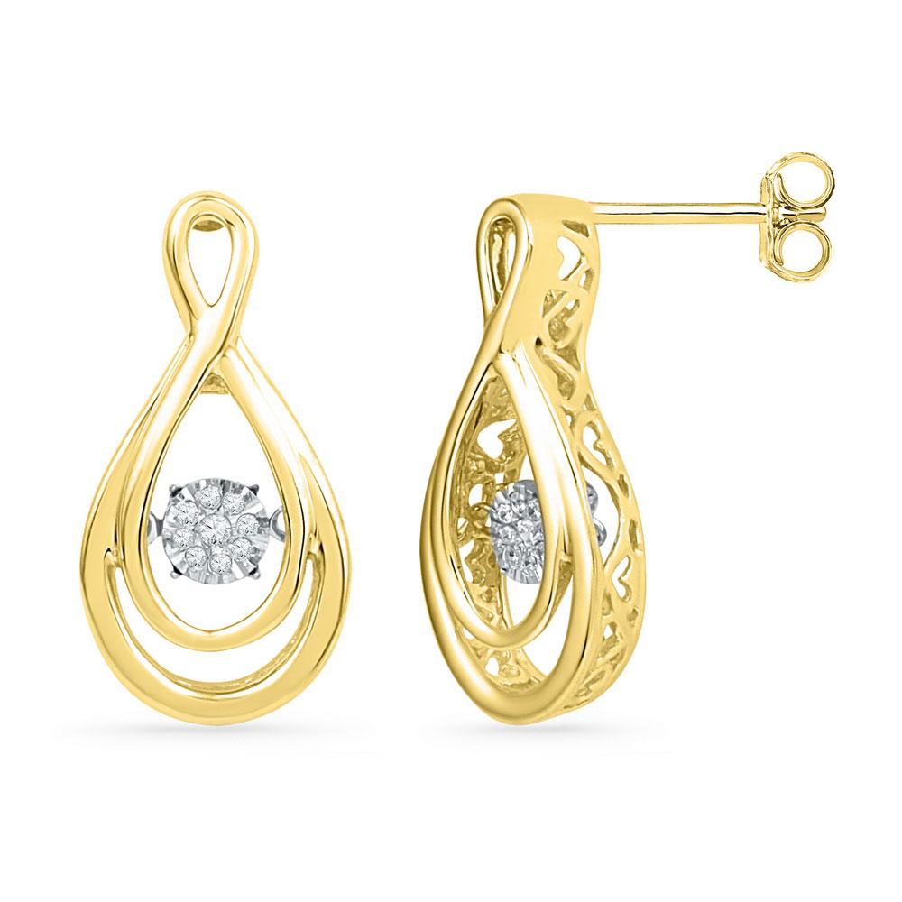 Earrings | 10kt Yellow Gold Womens Round Diamond Moving Twinkle Teardrop Earrings 1/20 Cttw | Splendid Jewellery GND