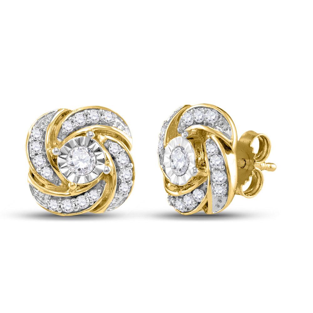 Earrings | 10kt Yellow Gold Womens Round Diamond Pinwheel Fashion Earrings 1/3 Cttw | Splendid Jewellery GND