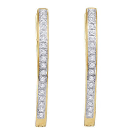 Radiant Brilliance: 10kt Yellow Gold Diamond Single Row Hoop Earrings  Top View from Splendid Jewellery
