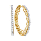 Dazzling Brilliance: 10kt Yellow Gold Diamond Pave Hoop Earrings  Top View from Splendid Jewellery