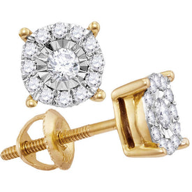 Radiant Sparkle 10kt Yellow Gold Diamond Cluster Stud Earrings  Top View from Splendid Jewellery