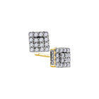 Sparkling 10kt Yellow Gold Diamond Square Cluster Earrings  Top View from Splendid Jewellery