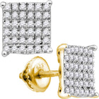 10kt Golden Brilliance: Womens Round Diamond Square Earrings  Top View from Splendid Jewellery