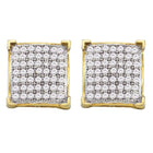 Radiant Brilliance: 10kt Yellow Gold Womens Round Diamond Square Earrings  Top View from Splendid Jewellery