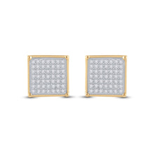 Load image into Gallery viewer, Sparkling Square Diamond Earrings in 10kt Yellow Gold - Side View