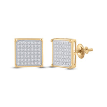 Load image into Gallery viewer, Sparkling Square Diamond Earrings in 10kt Yellow Gold - Top View