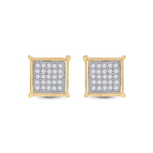 Load image into Gallery viewer, Radiant Gold Square Diamond Earrings - Side View
