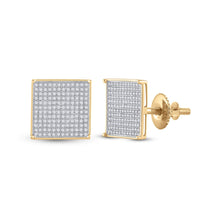 Load image into Gallery viewer, Dazzling Square Diamond Gold Earrings - Top View