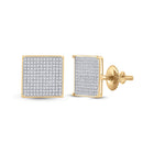 Dazzling Square Diamond Gold Earrings - Top View