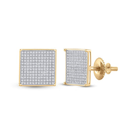 Dazzling Square Diamond Gold Earrings - Top View