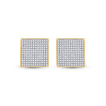 Load image into Gallery viewer, Dazzling Square Diamond Gold Earrings - Side View