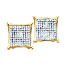 Load image into Gallery viewer, 10kt Yellow Gold Diamond Square Kite Cluster Earrings - Luxe Brilliance by Splendid Jewellery  Top View from Splendid Jewellery