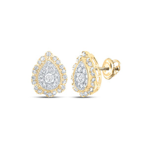 Earrings | 10kt Yellow Gold Womens Round Diamond Teardrop Earrings 3/8 Cttw | Splendid Jewellery GND