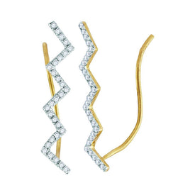 Zig Zag Brilliance: 10kt Yellow Gold Diamond Climber Earrings  Top View from Splendid Jewellery