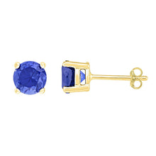 Load image into Gallery viewer, Captivating Blue Sparkle 10kt Yellow Gold Sapphire Solitaire Earrings  Top View from Splendid Jewellery