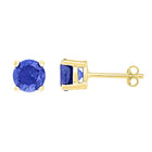 Captivating Blue Sparkle 10kt Yellow Gold Sapphire Solitaire Earrings  Top View from Splendid Jewellery