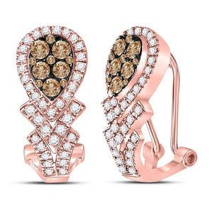 Earrings | 14kt Rose Gold Womens Round Brown Diamond Hoop Earrings 1 Cttw | Splendid Jewellery GND