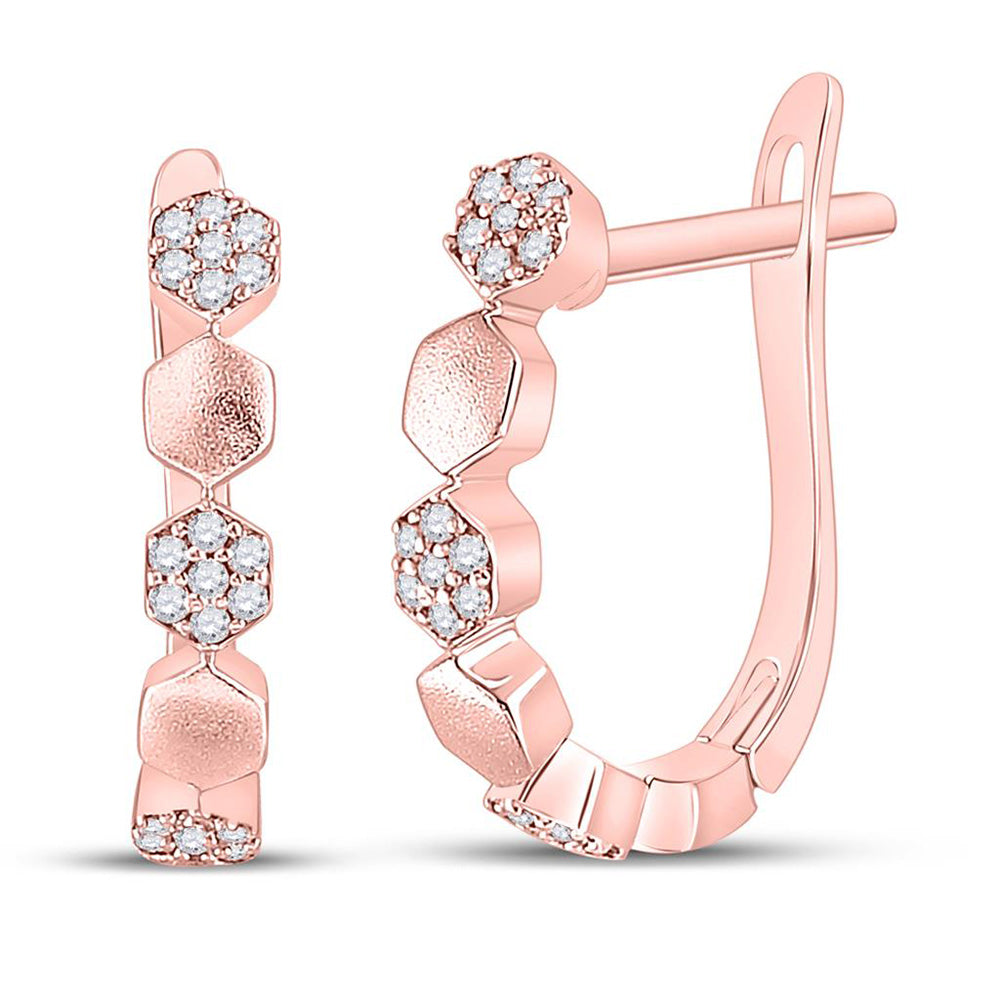 Earrings | 14kt Rose Gold Womens Round Diamond Hoop Earrings 1/8 Cttw | Splendid Jewellery GND