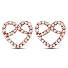 Load image into Gallery viewer, 14kt Rose Gold Diamond Pretzel Heart Earrings: A Symbol of Eternal Love and Elegance  Top View from Splendid Jewellery