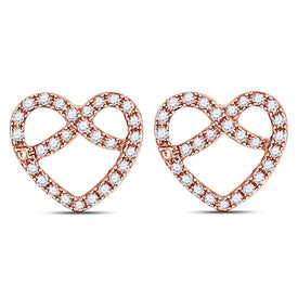 14kt Rose Gold Diamond Pretzel Heart Earrings: A Symbol of Eternal Love and Elegance  Top View from Splendid Jewellery