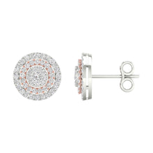 Load image into Gallery viewer, 14kt Dual-Tone Gold Diamond Cluster Earrings: A Radiant Marvel by Splendid Jewellery - Top View