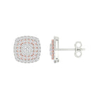 Captivating Cluster of Brilliance: 14kt Two-tone Gold Diamond Square Earrings - Top View