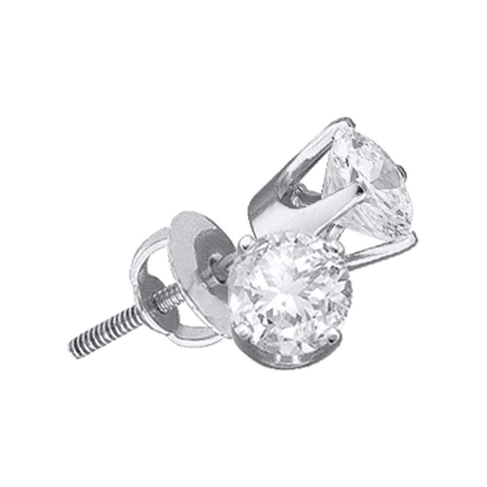 Earrings | 14kt White Gold Unisex Round Diamond Solitaire Stud Earrings 1-3/8 Cttw | Splendid Jewellery GND