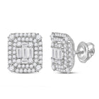 14kt White Gold Baguette Diamond Cluster Earrings: A Captivating Display of Elegance and Brilliance - Top View