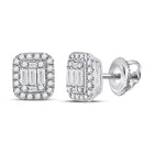 Dazzling Diamond Delight: 14kt White Gold Baguette Diamond Cluster Earrings - Top View