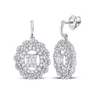 14kt Diamond Baguette Oval Dangle Earrings: A Mesmerizing Masterpiece - Top View
