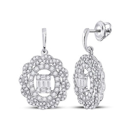 14kt Diamond Baguette Oval Dangle Earrings: A Mesmerizing Masterpiece - Top View