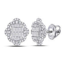 Load image into Gallery viewer, 14kt White Gold Quatrefoil Diamond Cluster Earrings - A Mesmerizing Masterpiece - Top View